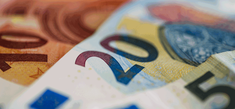 Various euro banknotes