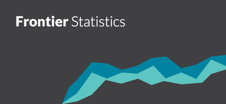 The words 'Frontier Statistics' in white on a dark background with two linked green shapes representing charts in the bottom right